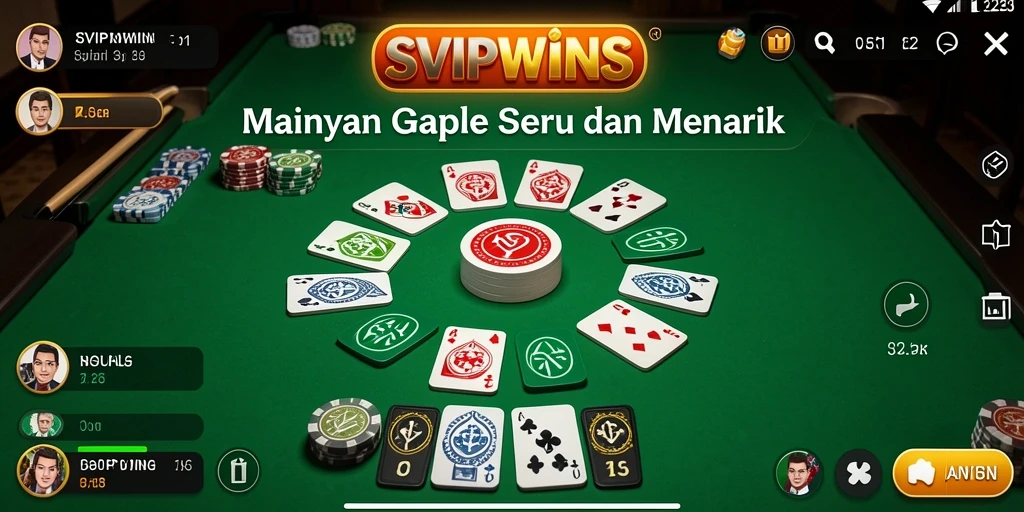 Tampilan gameplay seru dari SVIPWINS dengan suasana Gaple yang menarik.